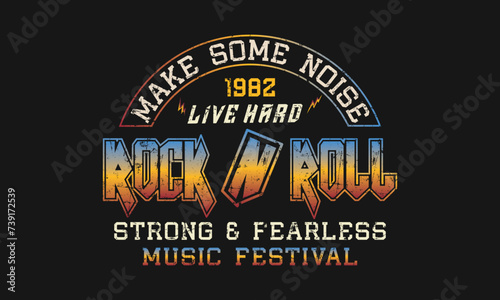 Rock and roll vintage t shirt design wing vector artwork for poster, sticker, fashion and others Print-2