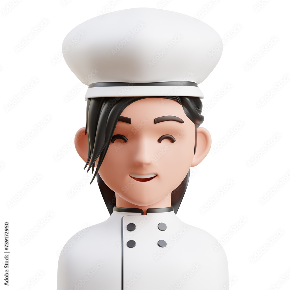 Female Chef 3d icon isolated White Background 3d rendering Female Chef 3d icon isolated White Background 3d rendering