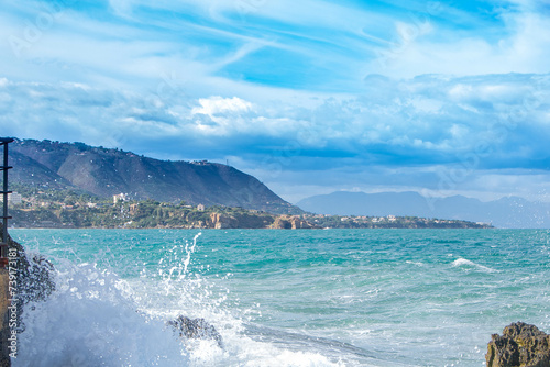 Fototapeta Naklejka Na Ścianę i Meble -  view of the coastline at Cefalu