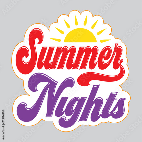 summer nights t-shirt design vector file