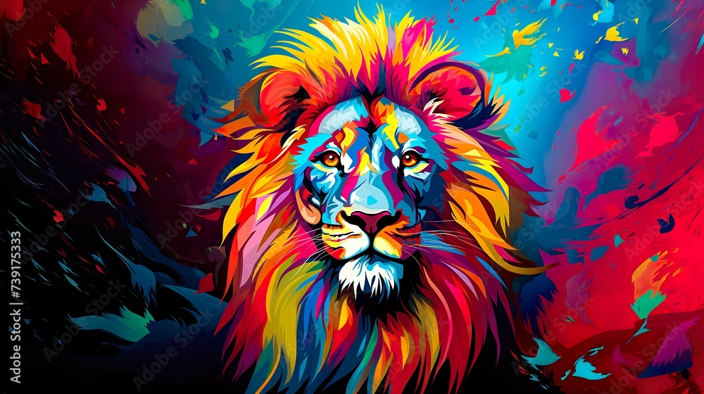 lion popart Illustration - ai generated