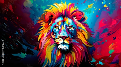 lion popart Illustration - ai generated