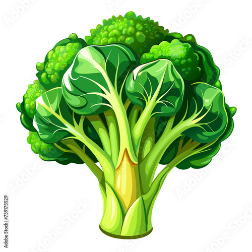 Broccoli, vegetable, real paint style, white background