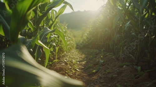 Corn cobs in corn plantation field