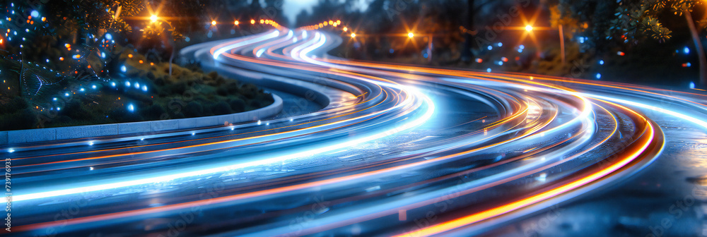 The Rush of the Road, A Vivid Capture of Speed and Motion, Highlighting the Energy of Nighttime Travel The Rush of the Road, A Vivid Capture of Speed and Motion, Highlighting the Energy of Nighttime Travel