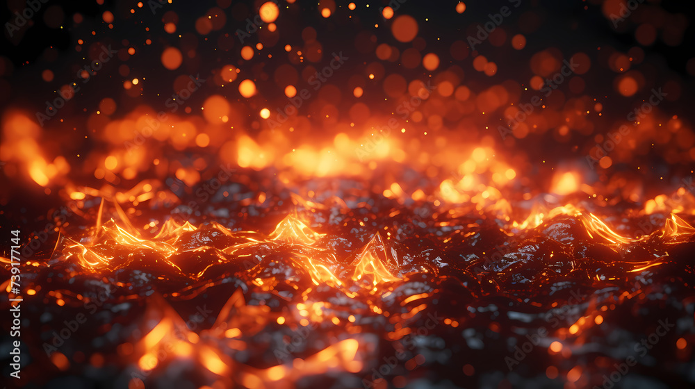 Naklejka premium Intense flames, depict flames with realistic flames 3D
