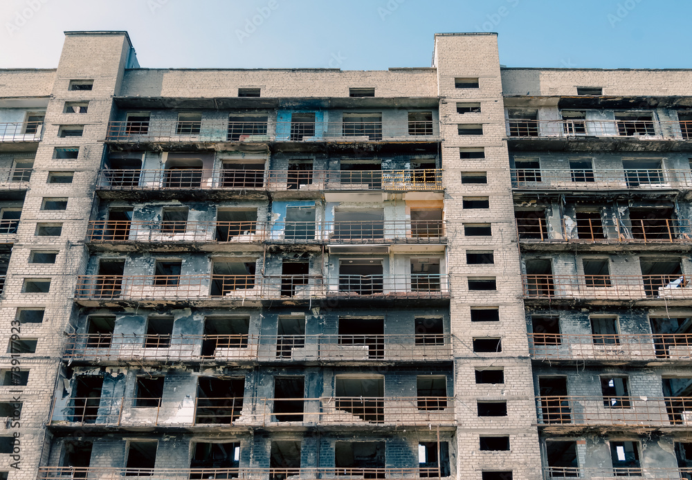destroyed and burned houses in the city Russia Ukraine war destroyed and burned houses in the city Russia Ukraine war