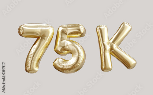 75k gold balloon foil text