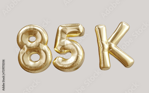 85k gold balloon foil text