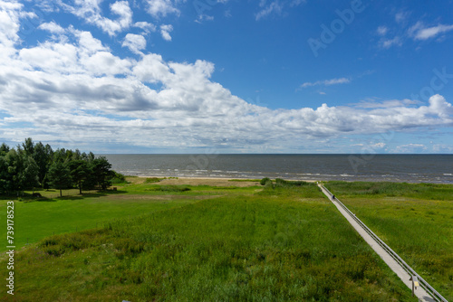 Kabli Beach, Estonia. East Baltic Sea Coastline. Beautiful Landscape. Path to the Sea photo