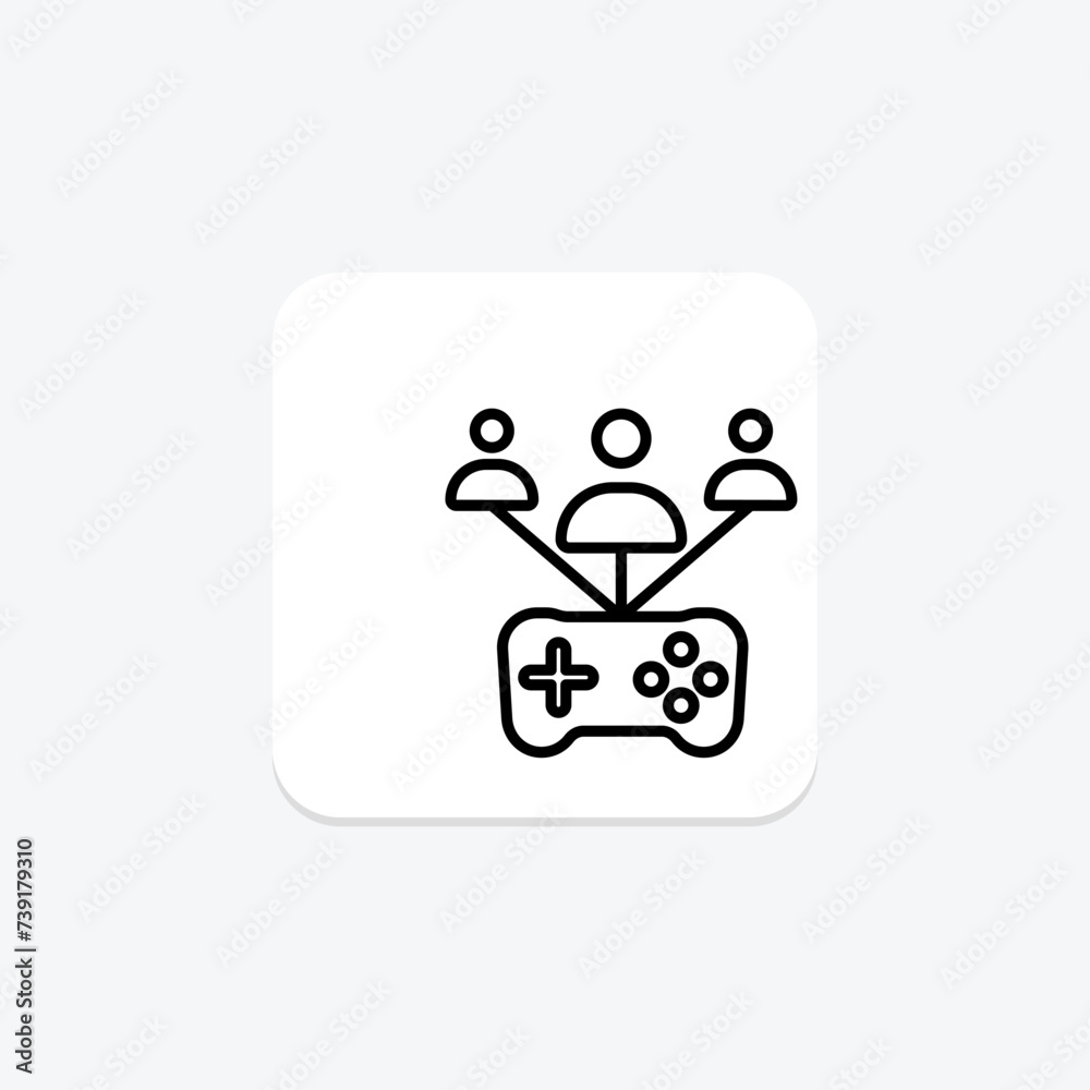 Social Gaming icon, gaming, game, multiplayer, friends line icon, editable vector icon, pixel perfect, illustrator ai file Social Gaming icon, gaming, game, multiplayer, friends line icon, editable vector icon, pixel perfect, illustrator ai file