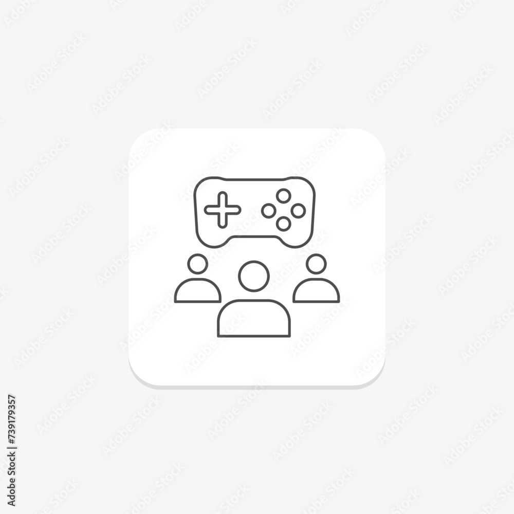 Multiplayer icon, gaming, game, online, friends thinline icon, editable vector icon, pixel perfect, illustrator ai file Multiplayer icon, gaming, game, online, friends thinline icon, editable vector icon, pixel perfect, illustrator ai file