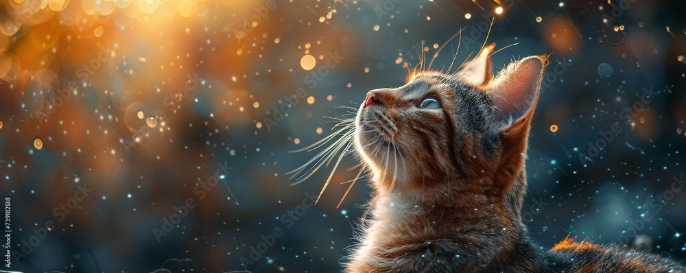 Star-Gazing Feline mesmerized by the cosmic light show