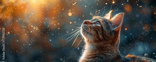 Star-Gazing Feline mesmerized by the cosmic light show