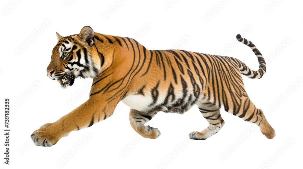 tiger wants to pounce on transparent background