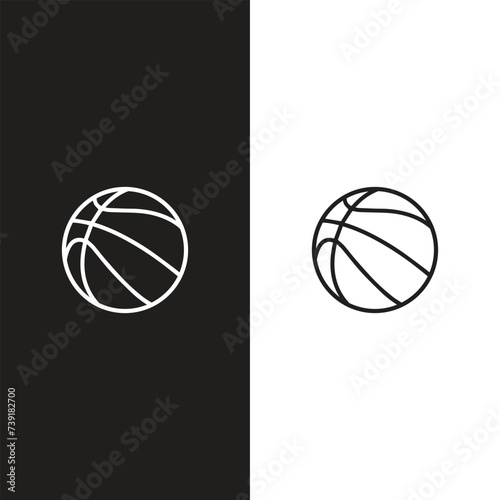 Basketball flat icons. White and black sport icons. Vector basketball balls.