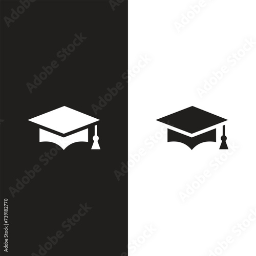 Graduation cap icon. line and glyph version, student hat outline and filled vector sign. Academic cap linear and full pictogram photo