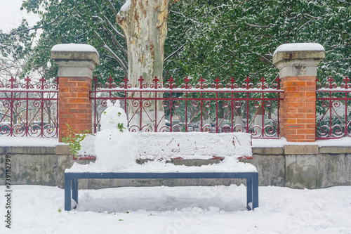 Wuhan Wuchang Yue Ma Chang Red Building Park snow scenery photo