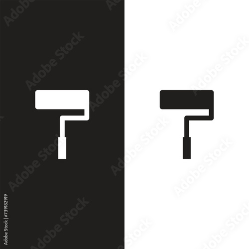 Vector paint roller icon. Two-tone version on black and white background