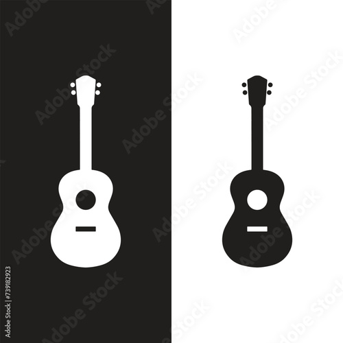 Guitar silhouettes set.Acoustic and heavy rock electric guitars musical instruments. Simple set of electric guitar vector icons