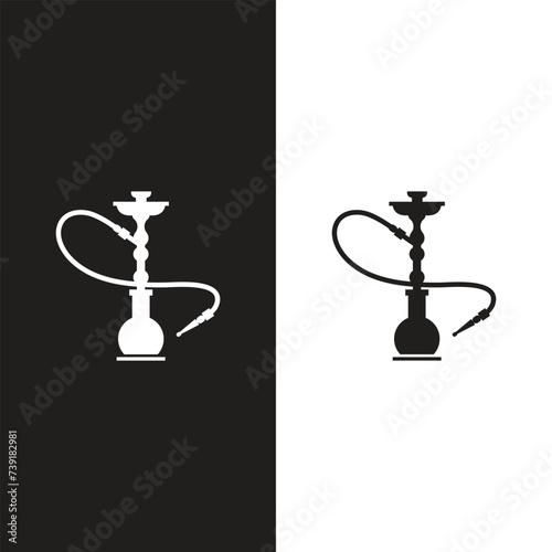 Hookah Icon on Black and White Vector Backgrounds