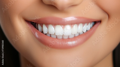 Young womans perfect healthy teeth smile and whitening treatment in dental clinic