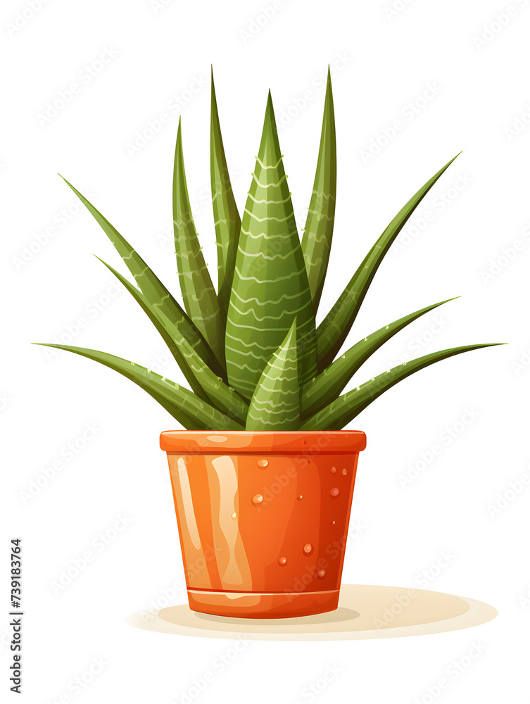 Illustration of a aloe vera plant in a pot on white background Illustration of a aloe vera plant in a pot on white background