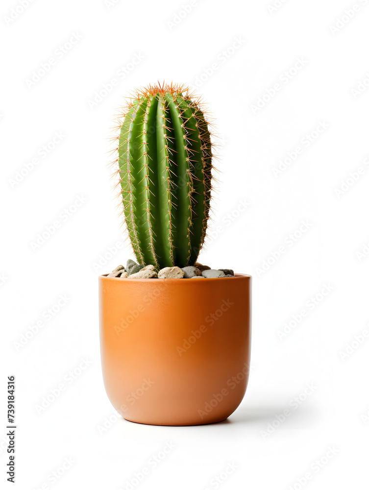 Acactus plant in a pot on white background Acactus plant in a pot on white background