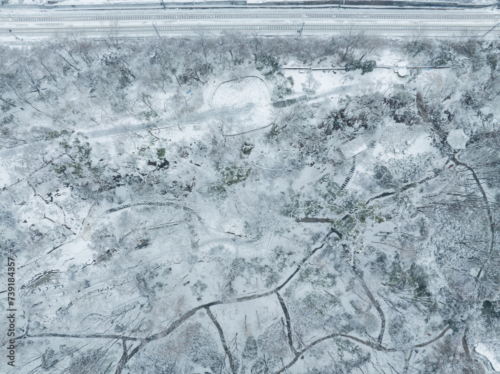 Naklejka premium Snow scenery of Wuhan Snake Mountain Park