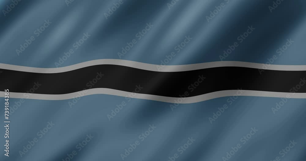 Botswana flag wavy  3d animation,Botswana fabric texture wavy flag animation