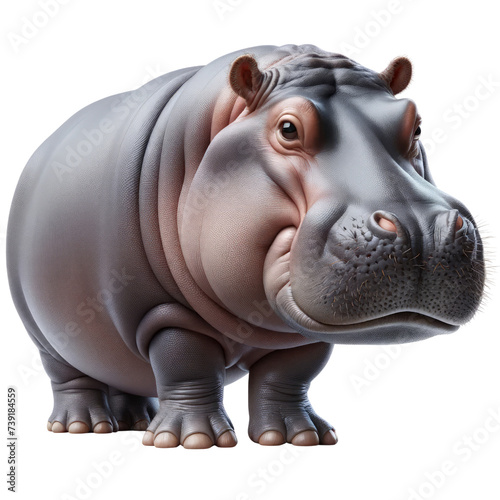 hippopotamus in a realistic wildlife Animal nature clipart png format  illustration isolated on a transparent background.