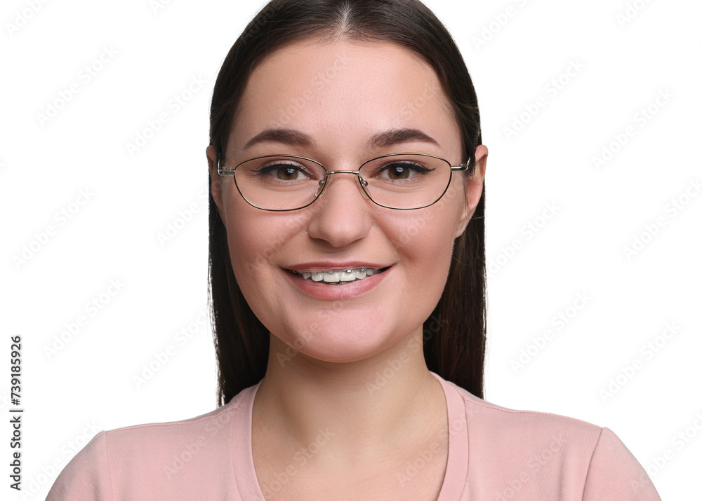 Beautiful woman with glasses on white background Beautiful woman with glasses on white background
