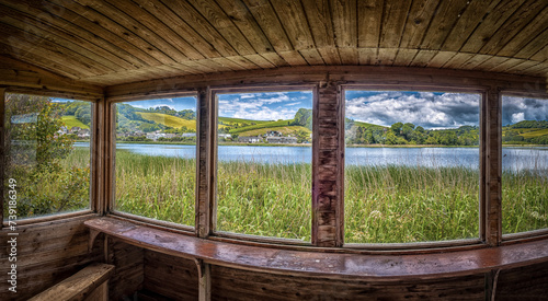 View on Slapton Ley (Lake) from a birdwatching hut photo