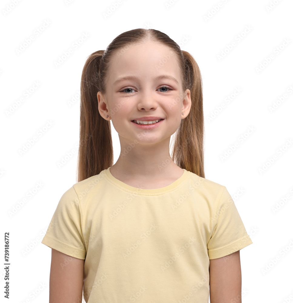 Portrait of smiling girl on white background Portrait of smiling girl on white background