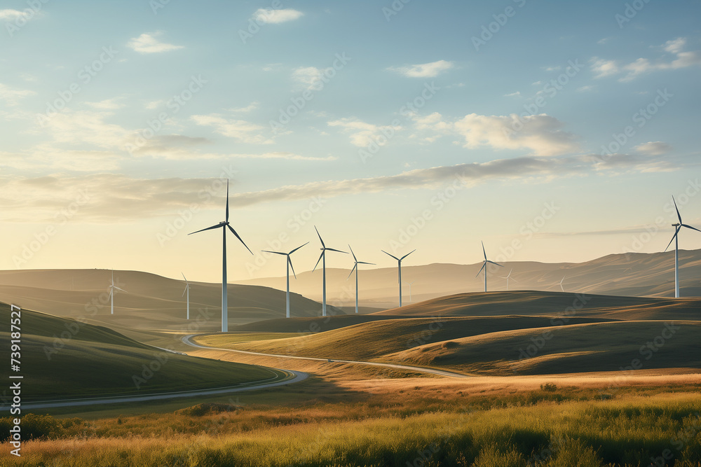 photography of wind turbines amidst a sprawling field conveying the harmony between technology and nature and the vital role of renewable energy in sustainable development photography of wind turbines amidst a sprawling field conveying the harmony between technology and nature and the vital role of renewable energy in sustainable development