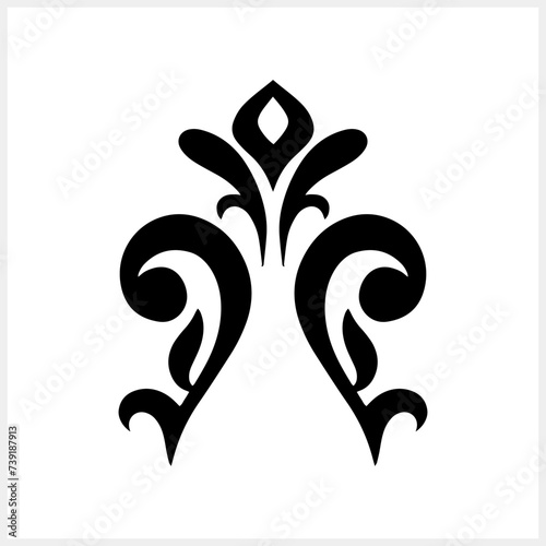 Vintage element isolated. Damask lotus. Engraving stencil Fleur de lis Vector stock illustration. EPS 10