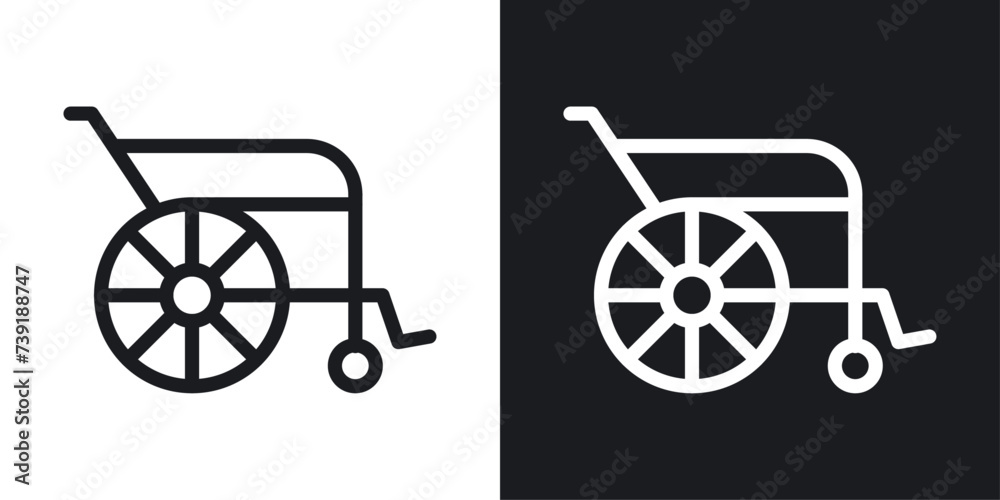 Wheelchair icon designed in a line style on white background.
