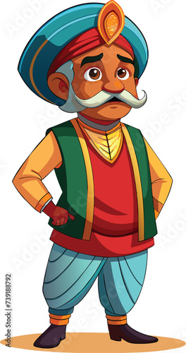 Illustration of an Indian happy farmer, Vector illustration of Indian old Punjabi man © adnan