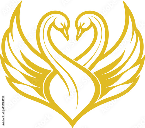 swan logo design, two swans in heart shape logo, Elegant swan logo icon, Swan logo and symbol vector