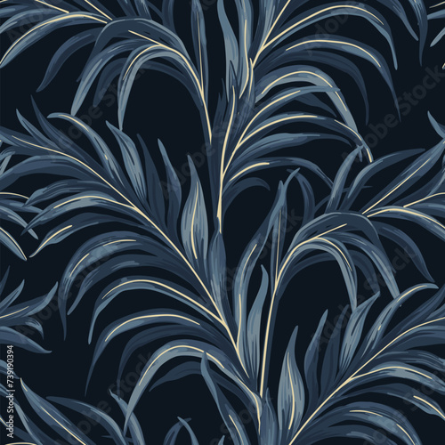 Tropical fern leaves. Vector seamless pattern for any surfaces. Trendy print.