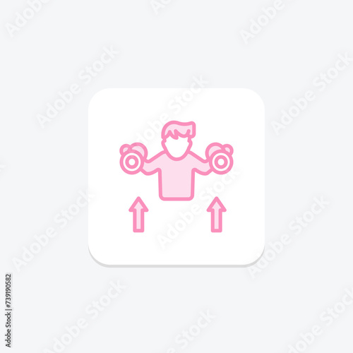 Upper Body Workout icon, workout, arms, chest, shoulders duotone line icon, editable vector icon, pixel perfect, illustrator ai file