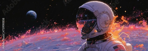 Astronaut Overlooking a Sea of Flames © viktoria