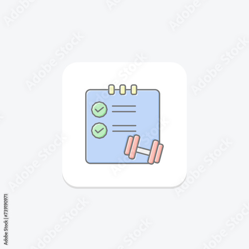 Workout Routines icon, routines, plans, schedules, regimen lineal color icon, editable vector icon, pixel perfect, illustrator ai file