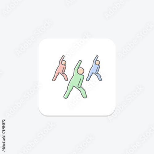 Group Fitness icon, fitness, exercise, workout, class lineal color icon, editable vector icon, pixel perfect, illustrator ai file