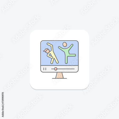 Fitness Classes icon, classes, group, exercise, workout lineal color icon, editable vector icon, pixel perfect, illustrator ai file