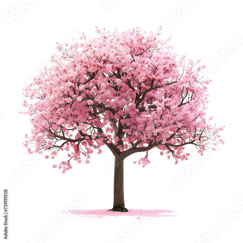 The full length of pink tree isolated on white backgrounds