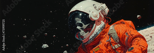 Astronaut with Skull Floating