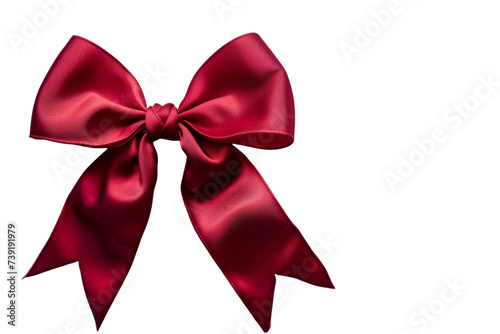 Beautiful red gift bow on transparent background, Png format.