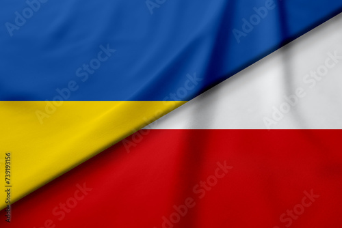 Flags of Ukraine and Poland. International diplomatic relationships