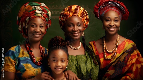 Three Generations of Nigerian Women, Celebrating Family and Tradition in Vibrant Attire. © Akash